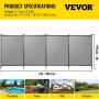 VEVOR Pool Fencing Mesh, 4 x 12 ft Swimming Pool Fence, 1000D PVC Fabric Removable Pool Fence with Aluminum Poles and Foot Tubes, Breathable Pool Fences for Inground Pools for Security and Privacy