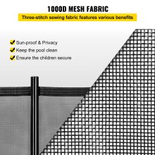 VEVOR Pool Fencing Mesh, 4 x 48 ft Swimming Pool Fence, 1000D PVC Fabric Removable Pool Fence with Aluminum Poles and Foot Tubes, Breathable Pool Fences for Inground Pools for Security and Privacy