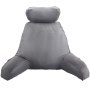 VEVOR Reading Pillow, Large Bed Pillow with Removable Headrest, Back Pillow with 3 Pockets, Shredded Memory Foam and Washable Short Velvet Cloth, Side with Handles for Reading, Gaming, Resting, Grey