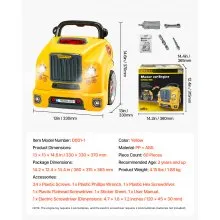 VEVOR Engine Toy Kids Mechanic Car Repair Set with Removable Parts Yellow