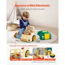 VEVOR Engine Toy Kids Mechanic Car Repair Set with Removable Parts Green