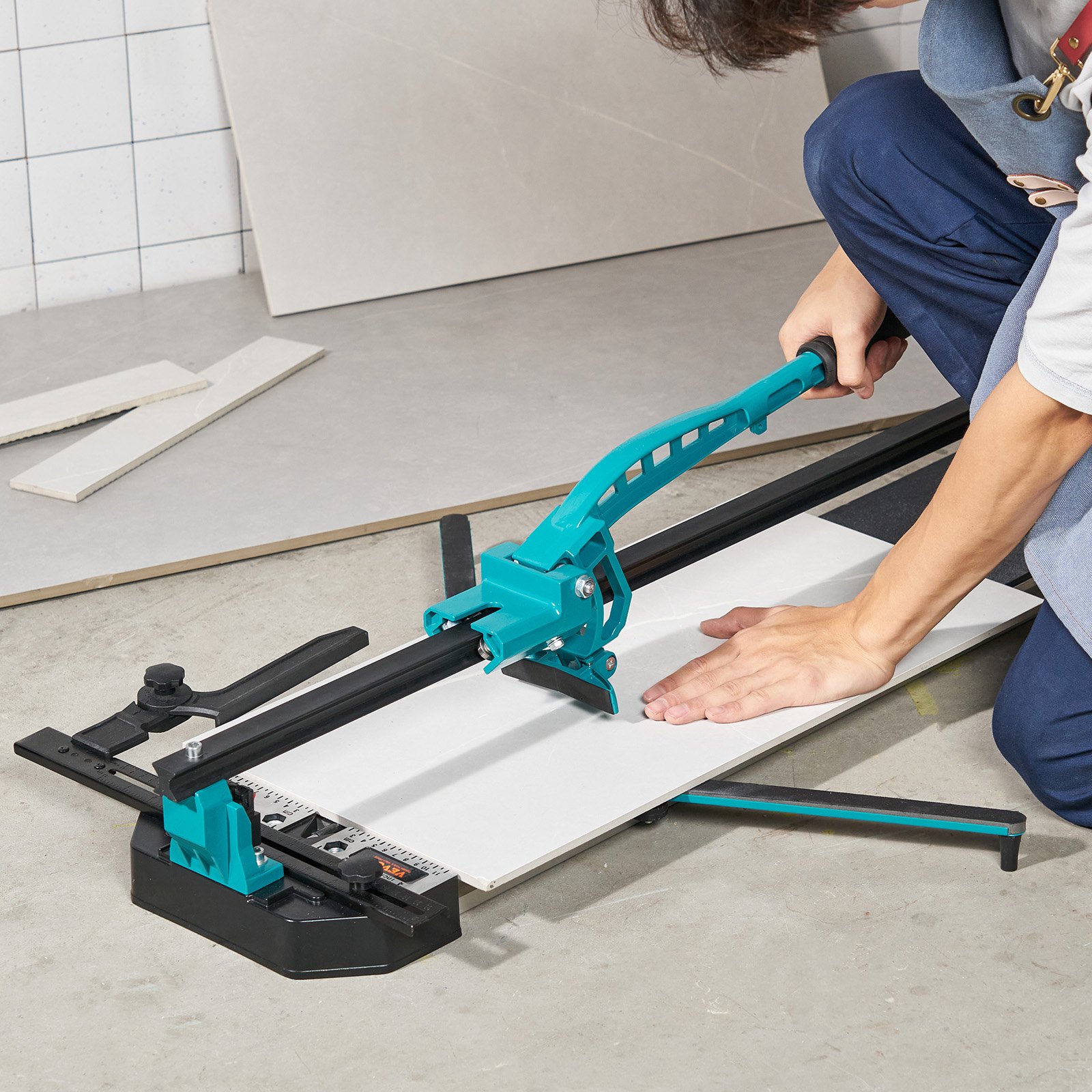 VEVOR Manual Tile Cutter, 800mm, Porcelain Ceramic Tile Cutter with Tungsten Carbide Cutting Wheel, Infrared Positioning, Anti-Skid Feet, Durable Rails for professional installers or beginners