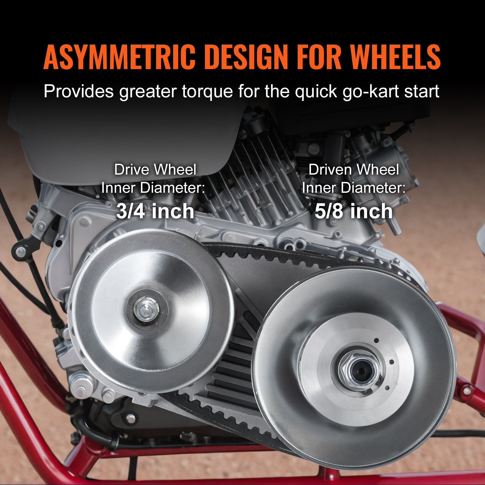 VEVOR Drive Clutch, 2-8HP Engine, 2000 RPM High-Strength Drive Clutch with Asymmetric Designed Wheels & Robust Rubber Belt, Sturdy & Durable Clutch with Full Accessories, Fit for Various Engines