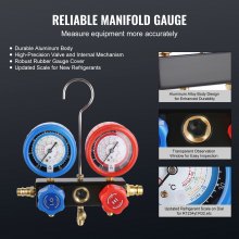 VEVOR 1/4 HP 4 CFM AC Vacuum Pump and Gauge Set, Single Stage Rotary Vane HVAC Air Vacuum Pump A/C Refrigerant Kit Manifold Gauge Set, with Three-Color Hose Carry Bag, Applicable to R134a, R410a