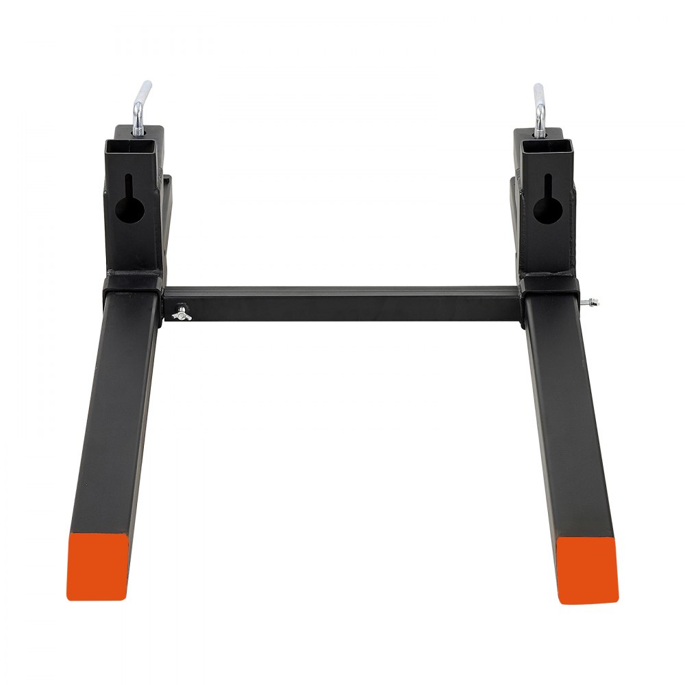 VEVOR Pallet Forks 907 kg Clamp-On Pallet Forks 109 cm Length Orange Tips, for Tractor Attachments, Skid Steer & Loader Bucket, Adjustable Stabilizer Bar, Heavy-Duty Reinforced Tractor Bucket Fork
