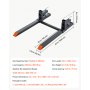VEVOR Pallet Forks 907 kg Clamp-On Pallet Forks 109 cm Length Orange Tips, for Tractor Attachments, Skid Steer & Loader Bucket, Adjustable Stabilizer Bar, Heavy-Duty Reinforced Tractor Bucket Fork
