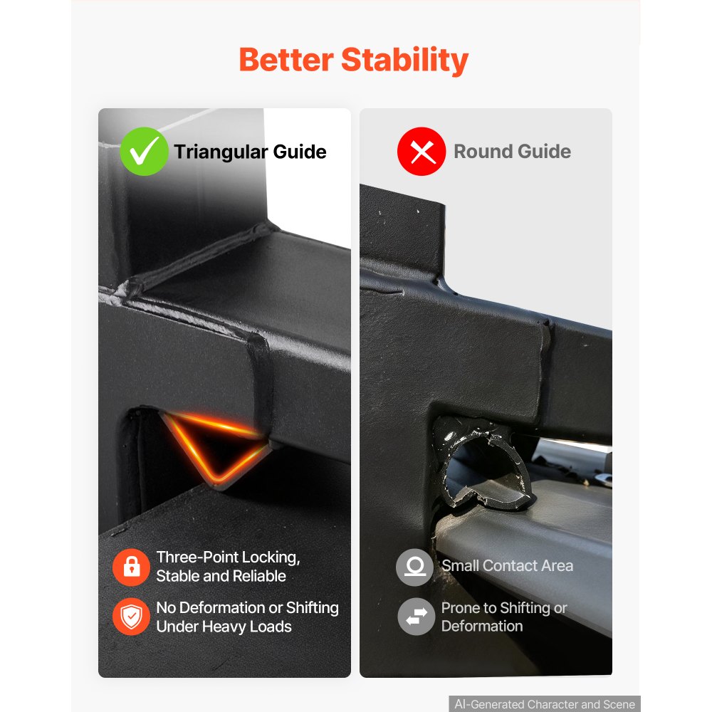 VEVOR Pallet Forks 4000 lbs Clamp-On Pallet Forks, 60 in Length Orange Tips, for Tractor Attachments, Skid Steer & Loader Bucket, Adjustable Stabilizer Bar, Heavy-Duty Reinforced Tractor Bucket Fork