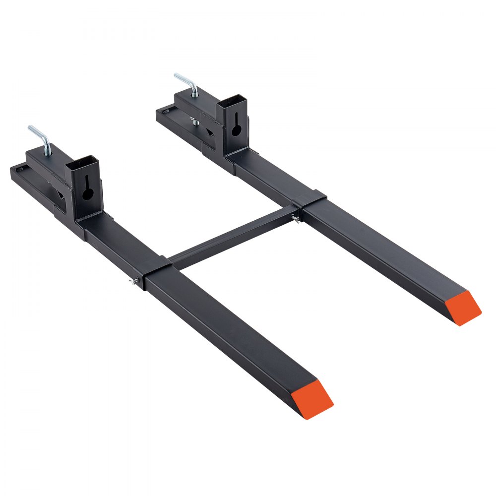 VEVOR Pallet Forks 4000 lbs Clamp-On Pallet Forks, 60 in Length Orange Tips, for Tractor Attachments, Skid Steer & Loader Bucket, Adjustable Stabilizer Bar, Heavy-Duty Reinforced Tractor Bucket Fork