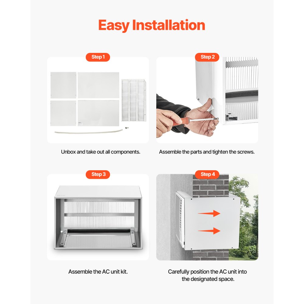 VEVOR Air Conditioner Wall Sleeve, 26 in Through the Wall Air Conditioner Sleeve, Exterior Grille, Wall AC Sleeve, Fit Most Brands of Through the Wall Air Conditioner, Durable and Weather-Resistant