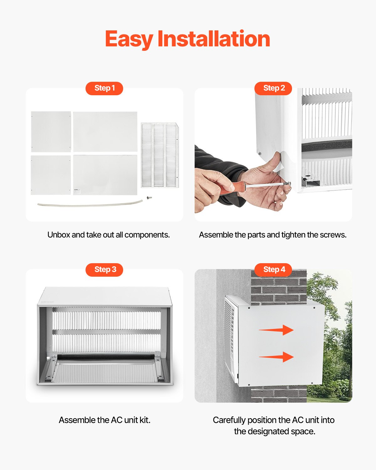 VEVOR Air Conditioner Wall Sleeve, 26 in Through the Wall Air Conditioner Sleeve, Exterior Grille, Wall AC Sleeve, Fit Most Brands of Through the Wall Air Conditioner, Durable and Weather-Resistant