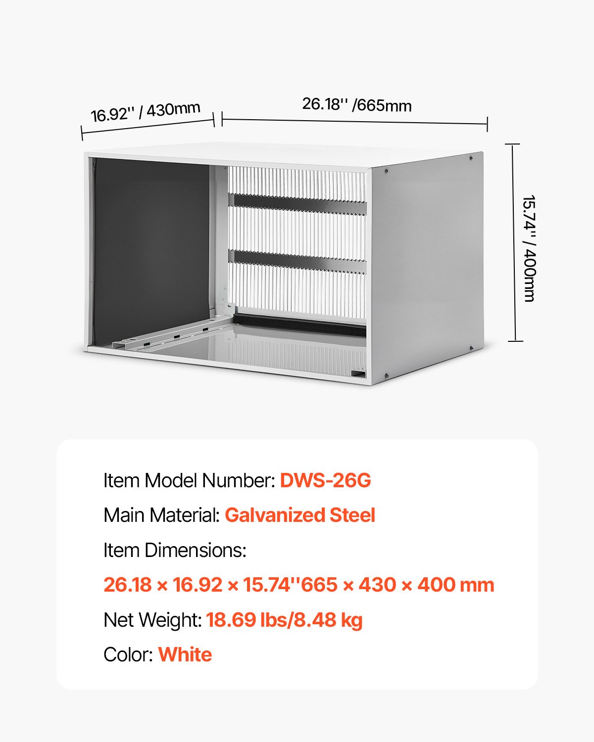VEVOR Air Conditioner Wall Sleeve, 26 in Through the Wall Air Conditioner Sleeve, Exterior Grille, Wall AC Sleeve, Fit Most Brands of Through the Wall Air Conditioner, Durable and Weather-Resistant