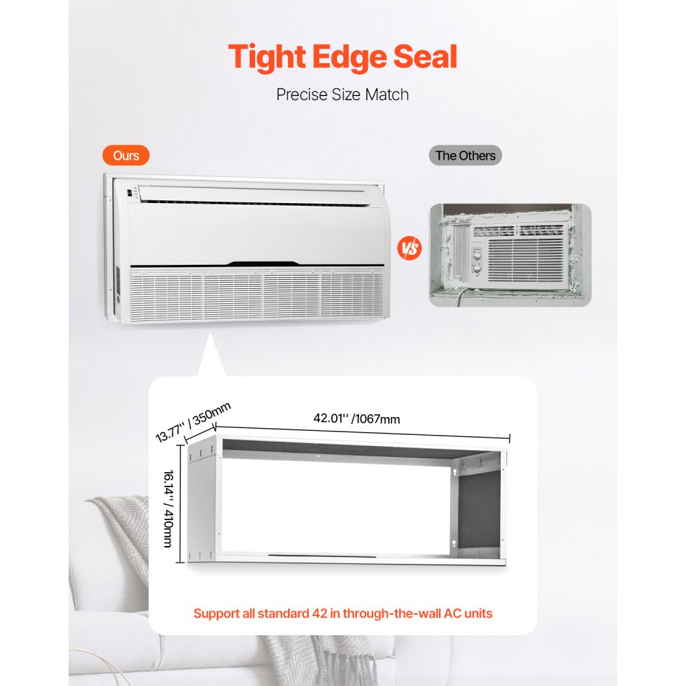 VEVOR Air Conditioner Wall Sleeve, 42 in Through the Wall Air Conditioner Sleeve, Wall Sleeve, Compatible with Most Brands of Through the Wall AC, Durable and Weather-Resistant Insulation Accessories