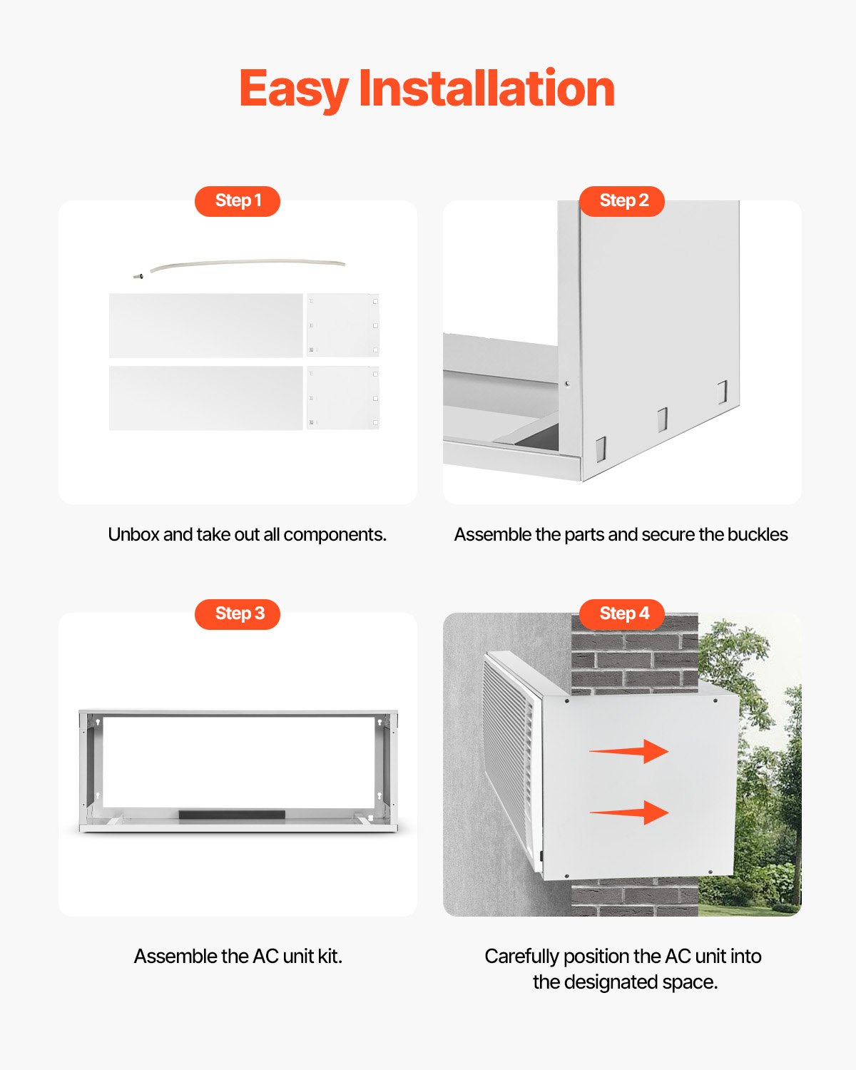 VEVOR Air Conditioner Wall Sleeve, 42 in Through the Wall Air Conditioner Sleeve, Wall Sleeve, Compatible with Most Brands of Through the Wall AC, Durable and Weather-Resistant Insulation Accessories