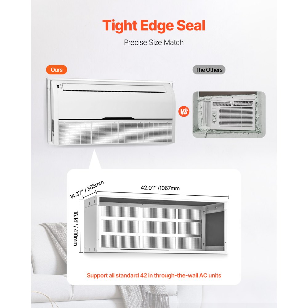 VEVOR Air Conditioner Wall Sleeve, 42 in Through the Wall Air Conditioner Sleeve, Exterior Grille, Wall AC Sleeve, Fit Most Brands of Through the Wall Air Conditioner, Durable and Weather-Resistant