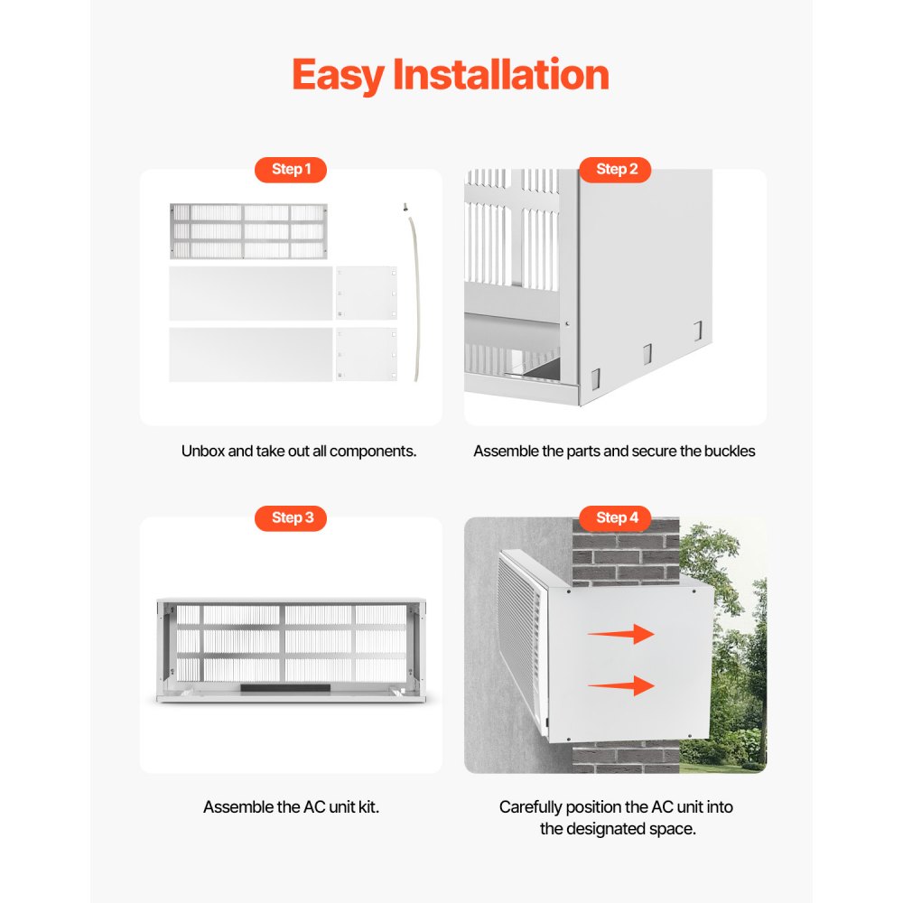 VEVOR Air Conditioner Wall Sleeve, 42 in Through the Wall Air Conditioner Sleeve, Exterior Grille, Wall AC Sleeve, Fit Most Brands of Through the Wall Air Conditioner, Durable and Weather-Resistant