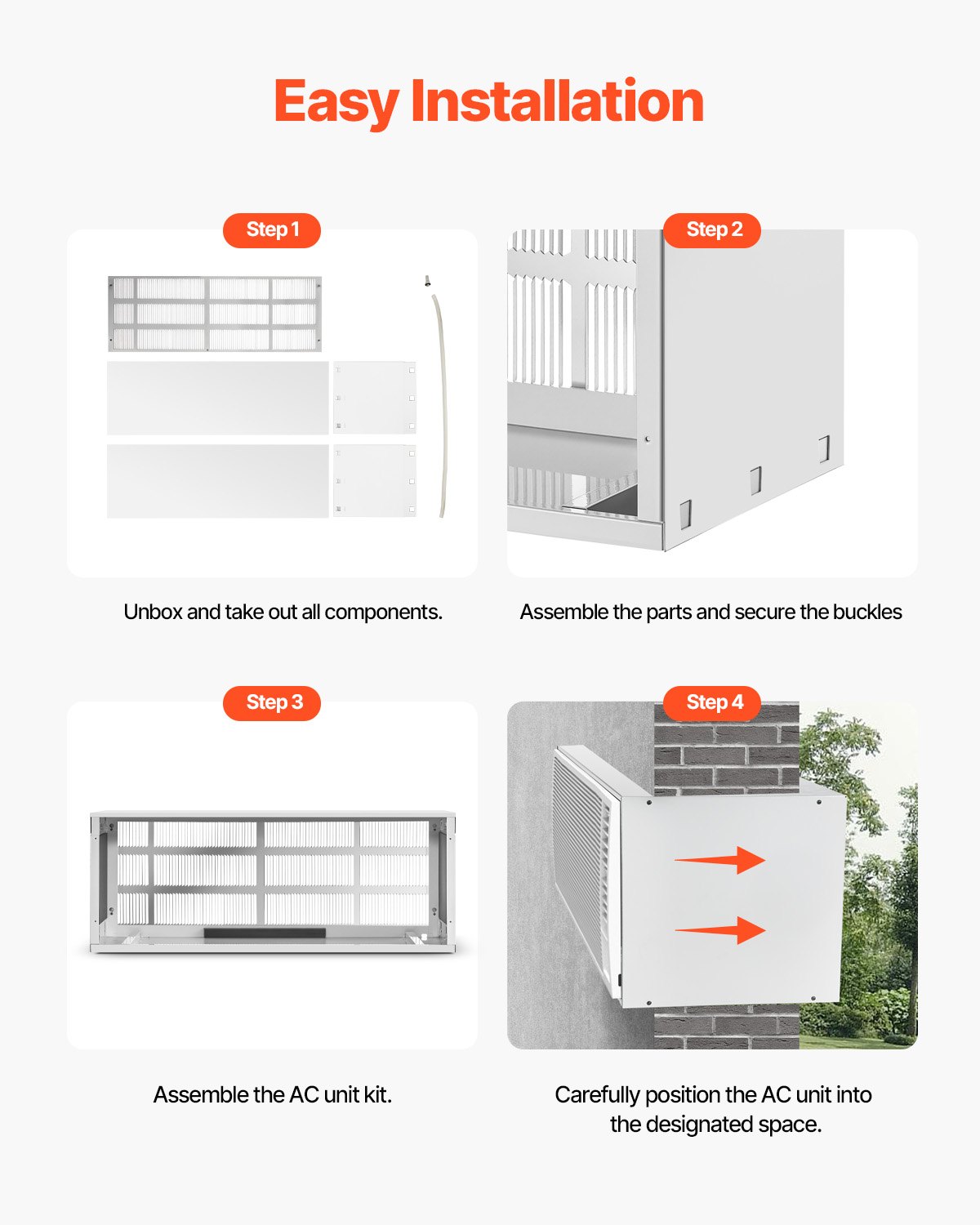 VEVOR Air Conditioner Wall Sleeve, 42 in Through the Wall Air Conditioner Sleeve, Exterior Grille, Wall AC Sleeve, Fit Most Brands of Through the Wall Air Conditioner, Durable and Weather-Resistant