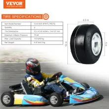 VEVOR Go Kart Tires and Rims, 10x4.5-5" Go Kart Wheels, 2-Pack Front Wheels, Aluminum Alloy Rims and Rubber Tires, Hub-Rim Fit Bolt Pattern 1.57 inch with 3 Bolt Holes, Replacement Pneumatic Tire