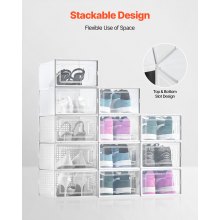 Shoe Storage Boxes 12 Pack Stackable Shoe Storage Organizers US Size 11 White