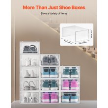 Shoe Storage Boxes 12 Pack Stackable Shoe Storage Organizers US Size 11 White