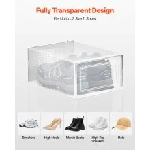VEVOR Shoe Storage Boxes 12 Pack Stackable Storage Organizers US Size 11 White