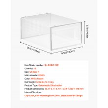 Shoe Storage Boxes 12 Pack Stackable Shoe Storage Organizers US Size 11 White