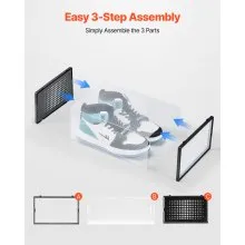 VEVOR Shoe Storage Boxes 12 Pack Stackable Storage Organizers US Size 11 Black