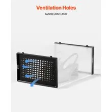VEVOR Shoe Storage Boxes 12 Pack Stackable Storage Organizers US Size 11 Black