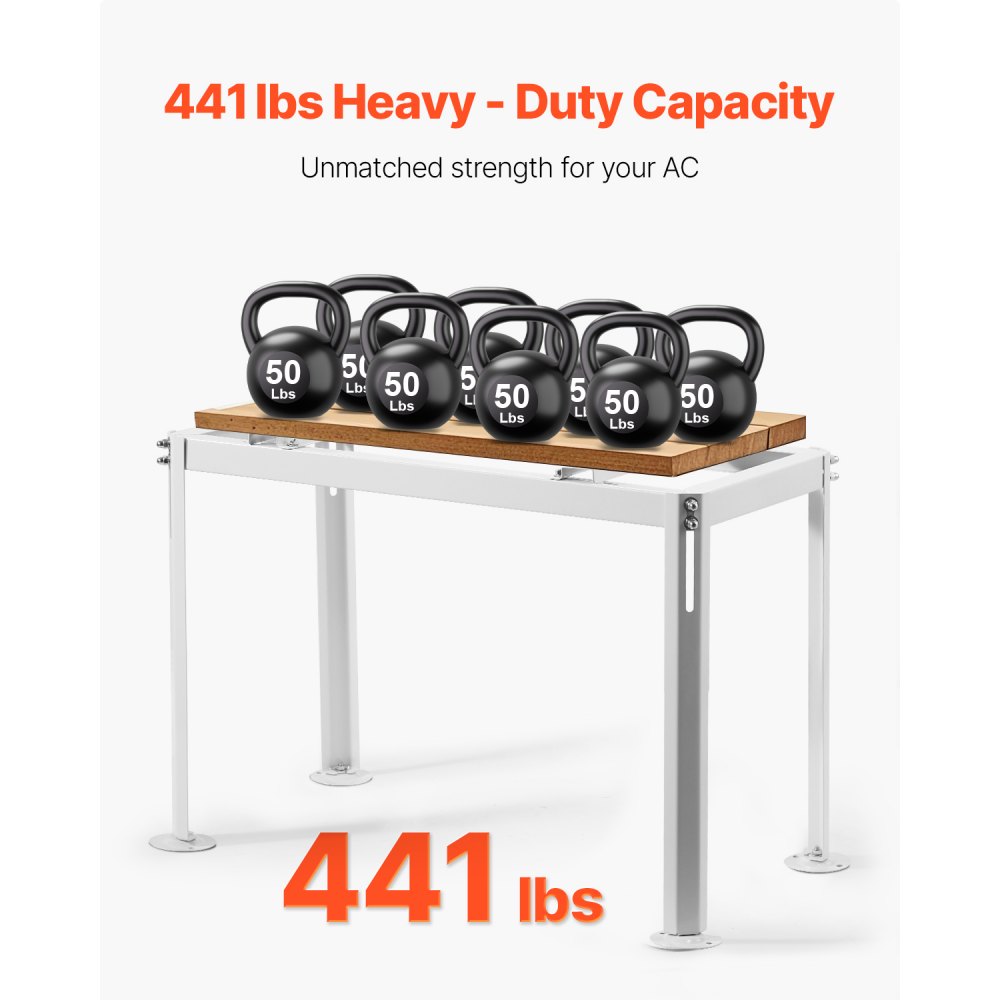 VEVOR Mini Split Ground Stand, Adjustable Anti-Vibration Mini Split Stand for 9000-18000 BTU Ductless Air Conditioner Heat Pump, Heavy Duty AC Base Bracket Floor Mount w/ 200kg Max. Load Capacity