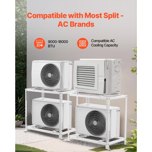 Support de sol pour mini-split , réglable et anti-vibrations, pour climatiseur sans conduit de 9 000 à 36 000 BTU, support de base robuste pour climatiseur, charge maximale de 300 kg. | CA Support de sol pour mini-split , réglable et anti-vibrations, pour climatiseur sans conduit de 9 000 à 36 000 BTU, support de base robuste pour climatiseur, charge maximale de 300 kg. | CA