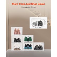 Shoe Storage Boxes 6 Pack Stackable Shoe Boxes US Size 13 Transparent White