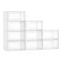 VEVOR Shoe Storage Boxes, 9 Pack Clear Stackable Shoe Boxes Storage Organizers with Magnetic Door, Fit up to US Size 13, Plastic Sneaker Containers for High Heels, Boots, and Hats, Transparent White