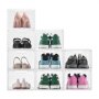 VEVOR Shoe Storage Boxes, 9 Pack Clear Stackable Shoe Boxes Storage Organizers with Magnetic Door, Fit up to US Size 13, Plastic Sneaker Containers for High Heels, Boots, and Hats, Transparent White
