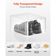 Shoe Storage Boxes 9 Pack Stackable Shoe Boxes US Size 13 Transparent White