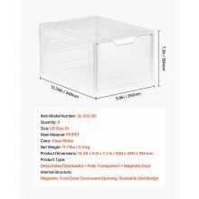 VEVOR Shoe Storage Boxes 9PCS Stackable Shoe Boxes US Size 13 Transparent White