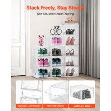 Shoe Storage Boxes 12Pack Stackable Shoe Boxes US Size 13 Transparent White