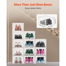 Shoe Storage Boxes 12Pack Stackable Shoe Boxes US Size 13 Transparent White