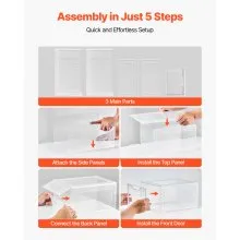 Shoe Storage Boxes 12Pack Stackable Shoe Boxes US Size 13 Transparent White