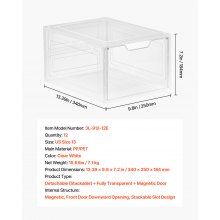 Shoe Storage Boxes 12Pack Stackable Shoe Boxes US Size 13 Transparent White