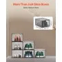 VEVOR Shoe Storage Boxes, 6 Pack Clear Stackable Shoe Boxes Storage Organizers with Magnetic Door, Fit up to US Size 13, Plastic Sneaker Containers for High Heels, Boots, and Hats, Transparent Black