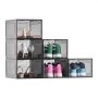 VEVOR Cajas para zapatos, paquete de 6, transparentes, apilables, con puerta magnética, aptas hasta la talla 13 de EE. UU., contenedores de plástico para tacones altos, botas y sombreros, color negro transparente