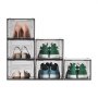 VEVOR Cajas para zapatos, paquete de 6, transparentes, apilables, con puerta magnética, aptas hasta la talla 13 de EE. UU., contenedores de plástico para tacones altos, botas y sombreros, color negro transparente