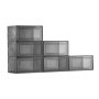 VEVOR Cajas para zapatos, paquete de 6, transparentes, apilables, con puerta magnética, aptas hasta la talla 13 de EE. UU., contenedores de plástico para tacones altos, botas y sombreros, color negro transparente