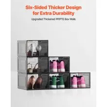 VEVOR Shoe Storage Boxes 6PCS Stackable Shoe Boxes US Size 13 Transparent Black