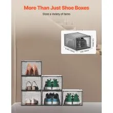 VEVOR Shoe Storage Boxes 6PCS Stackable Shoe Boxes US Size 13 Transparent Black