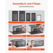 Shoe Storage Boxes 6 Pack Stackable Shoe Boxes US Size 13 Transparent Black