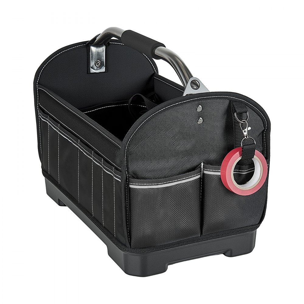 VEVOR Tool Bag, 16.1 Inch, 33-Pocket Open Top Tool Tote, Portable Electrical Maintenance Toolbox Organizer Storage with Hard Plastic Base, Adjustable Shoulder Strap, for Professionals DIY & Jobsite