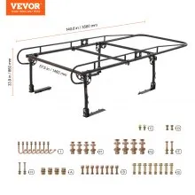 VEVOR Truck Rack Pick up Ladder Rack 1000lbs Capacity 43.3"-63" Width for Lumber
