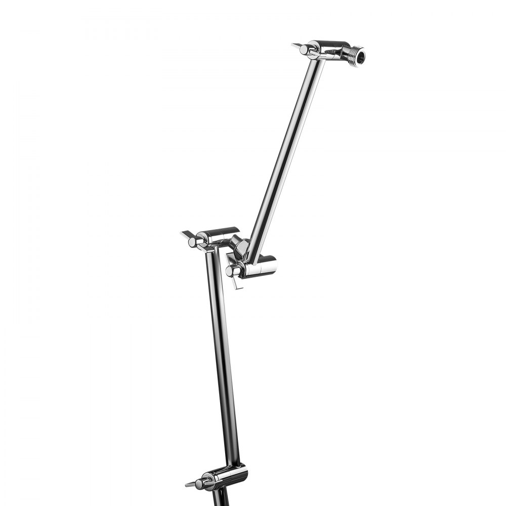 VEVOR Shower Head Extension Arm, 11 Inches, Brass Shower Arm Extender with Flexible Adjustable Angle Height, Chrome Finish, G1/2 Universal Thread Connector Compatible, for Rain & Handheld Showerhead