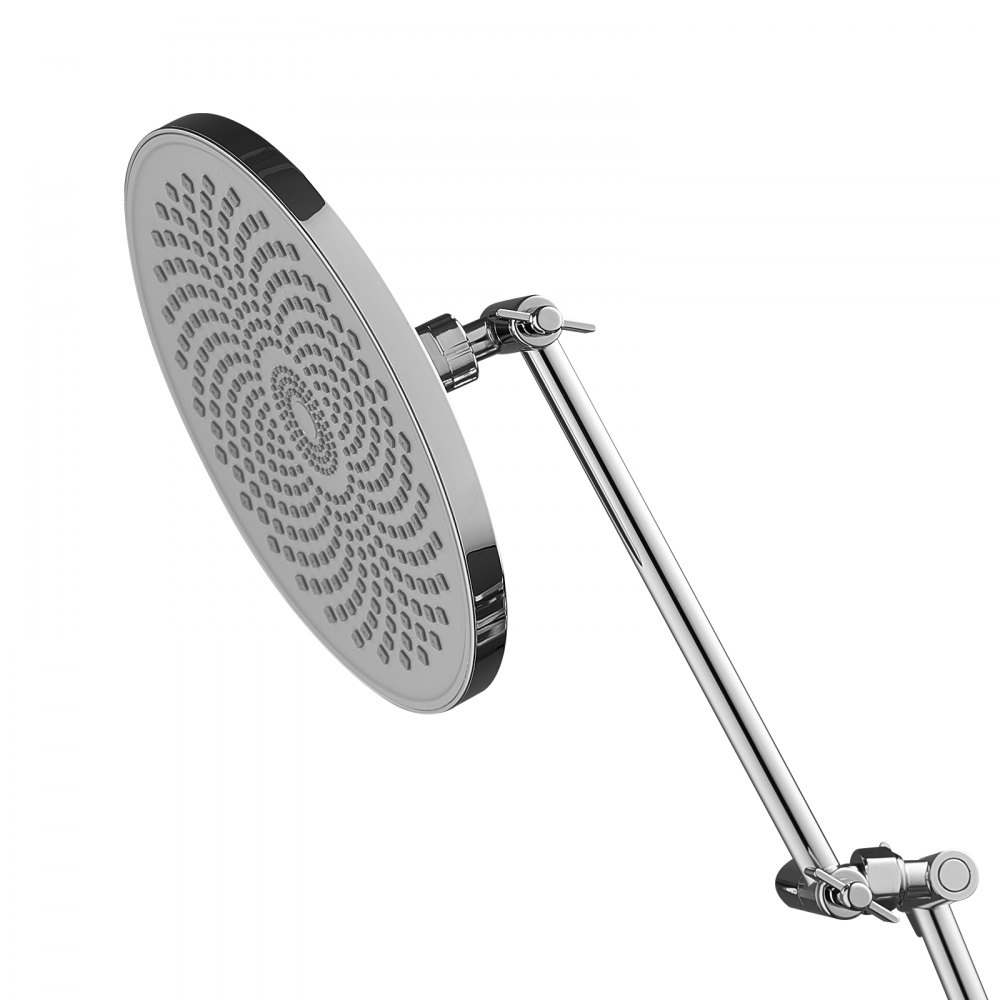 VEVOR Shower Head Extension Arm, 11 Inches, Brass Shower Arm Extender with Flexible Adjustable Angle Height, Chrome Finish, G1/2 Universal Thread Connector Compatible, for Rain & Handheld Showerhead