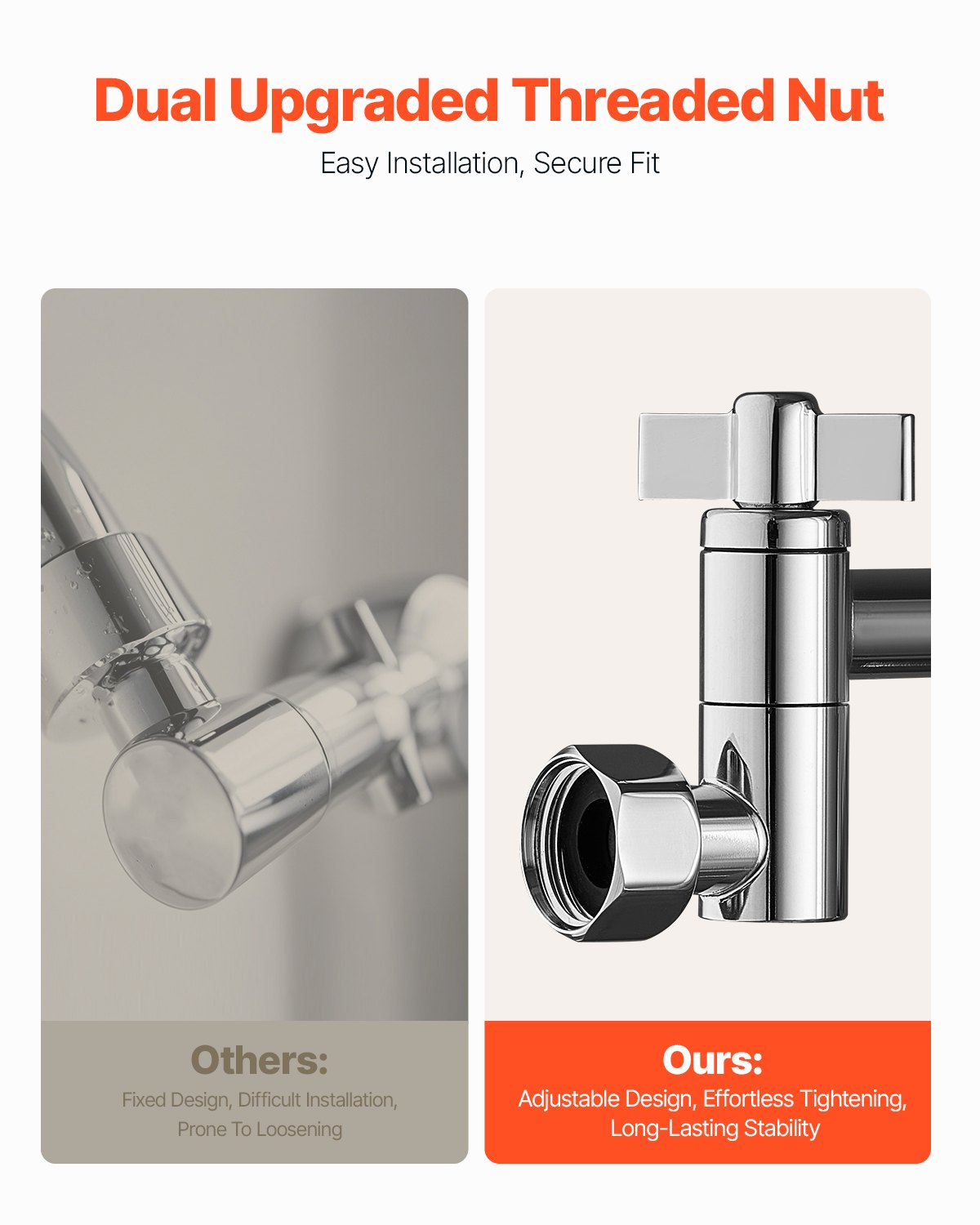 VEVOR Shower Head Extension Arm, 11 Inches, Brass Shower Arm Extender with Flexible Adjustable Angle Height, Chrome Finish, G1/2 Universal Thread Connector Compatible, for Rain & Handheld Showerhead